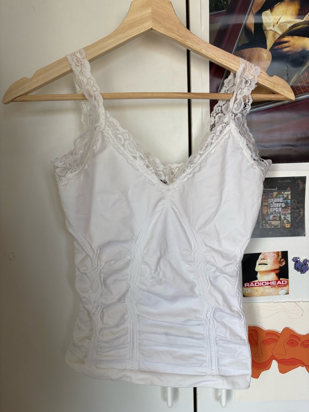 White Lace Trim Camisole Tank